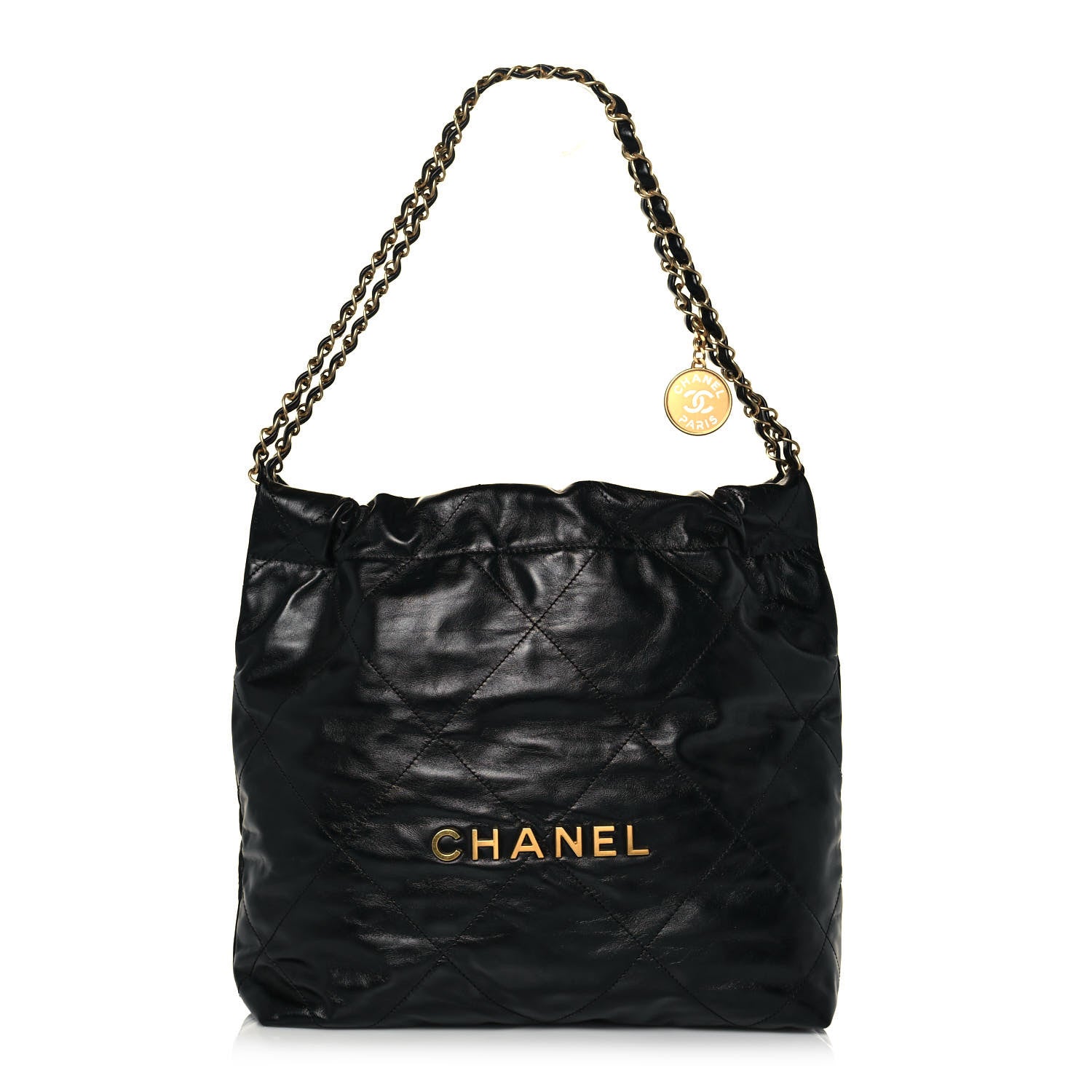 Chanel Shiny Calfskin Quilted Small Chanel 22 Black 1 of 13