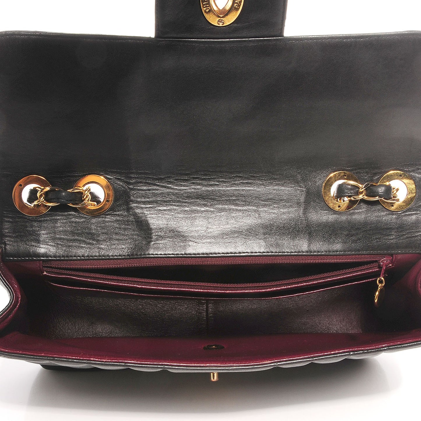 Lambskin Vertical Quilt Jumbo Single Flap Black