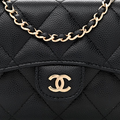 Chanel Caviar Quilted Flap Zip Card Holder On Chain Black 8 of 11