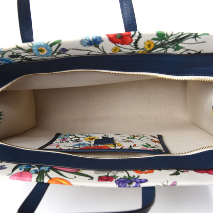 Gucci Canvas Large Flora Tote Navy Multicolor 5 of 10
