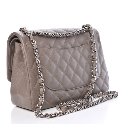 Chanel Caviar Quilted Jumbo Double Flap Light Grey 3 of 13
