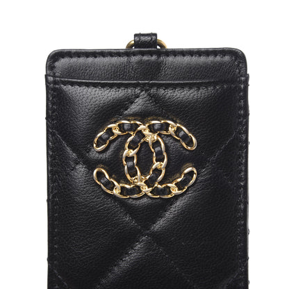 Chanel Goatskin Quilted 19 Card Holder On Chain Black 7 of 8