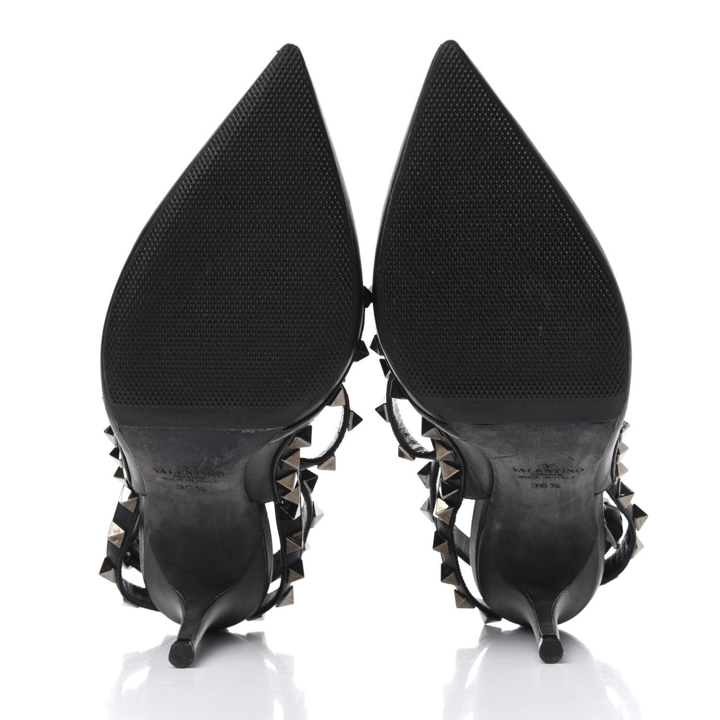 Nappa Rockstud Ankle Strap Pumps 36.5 Black
