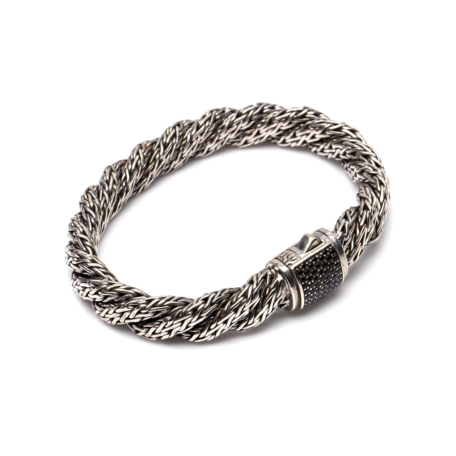 John Hardy Sterling Silver Black Sapphire 10mm Twisted Classic Chain Bracelet 4 of 7