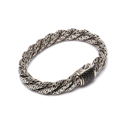 John Hardy Sterling Silver Black Sapphire 10mm Twisted Classic Chain Bracelet 4 of 7