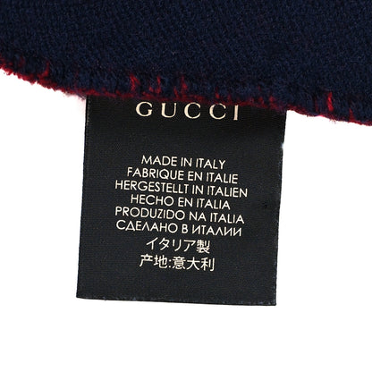 Gucci Wool Silk Monogram Jumbo GG Freedom Scarf Midnight Blue Red 3 of 3