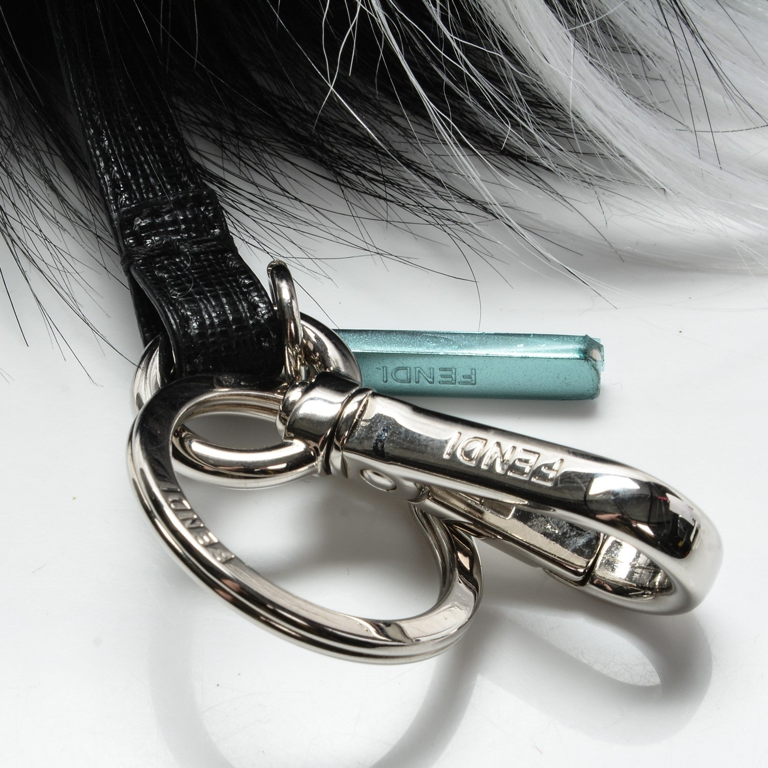 Fendi Vitello Elite Fox Goat Fur Igor Monster Bag Bug Cube Charm Rosso Black White 3 of 4