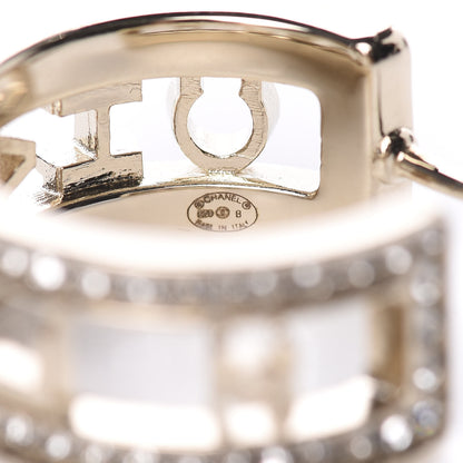 Chanel Metal Crystal Bow-tiful CC Hoop Earrings Gold 4 of 5