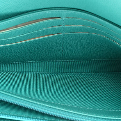 Chanel Caviar Quilted Large Gusset Flap Wallet Turquoise 6 of 21