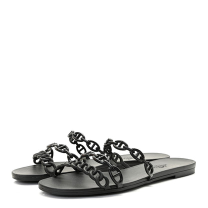 Hermes Rubber Chaine d'Ancre Rivage Sandals 39 Black 3 of 9