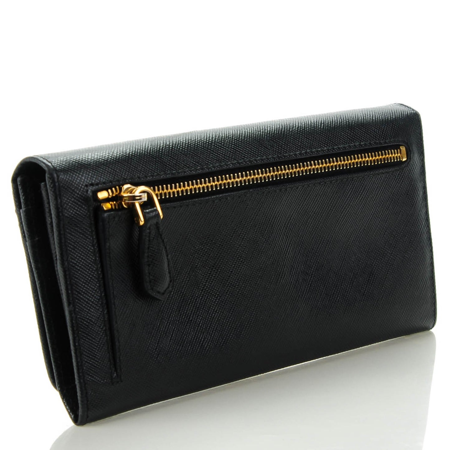 Saffiano Metal Continental Flap Wallet Nero Black