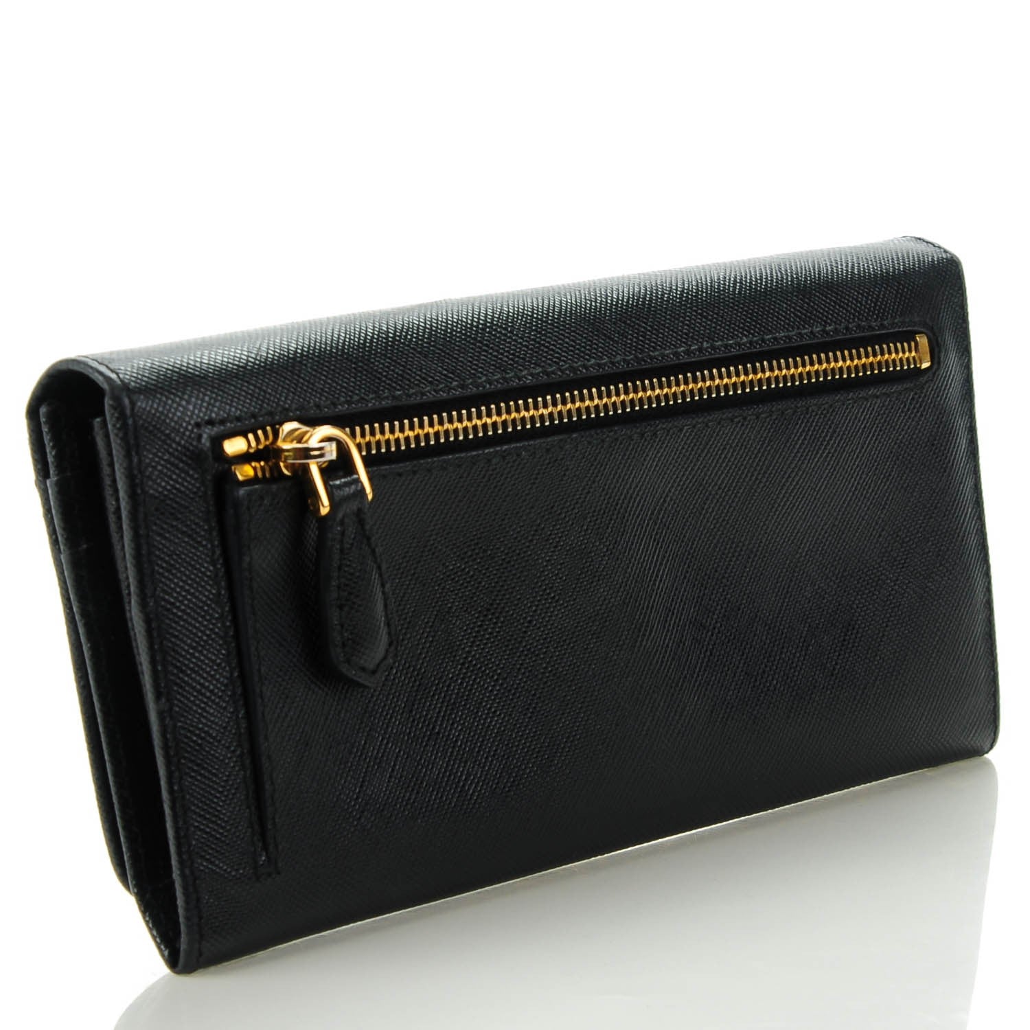 Prada Saffiano Metal Continental Flap Wallet Nero Black 3 of 8