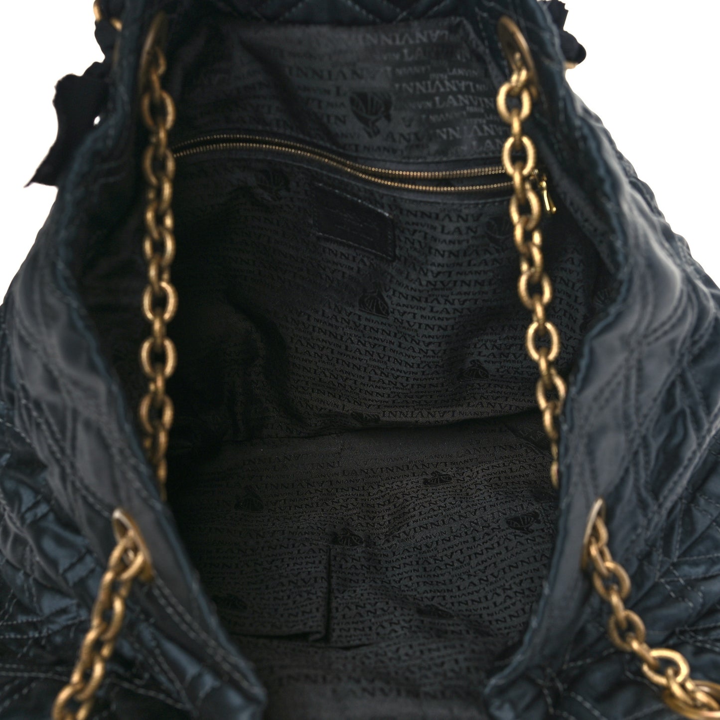 Satin Quilted Shoulder Bag Black