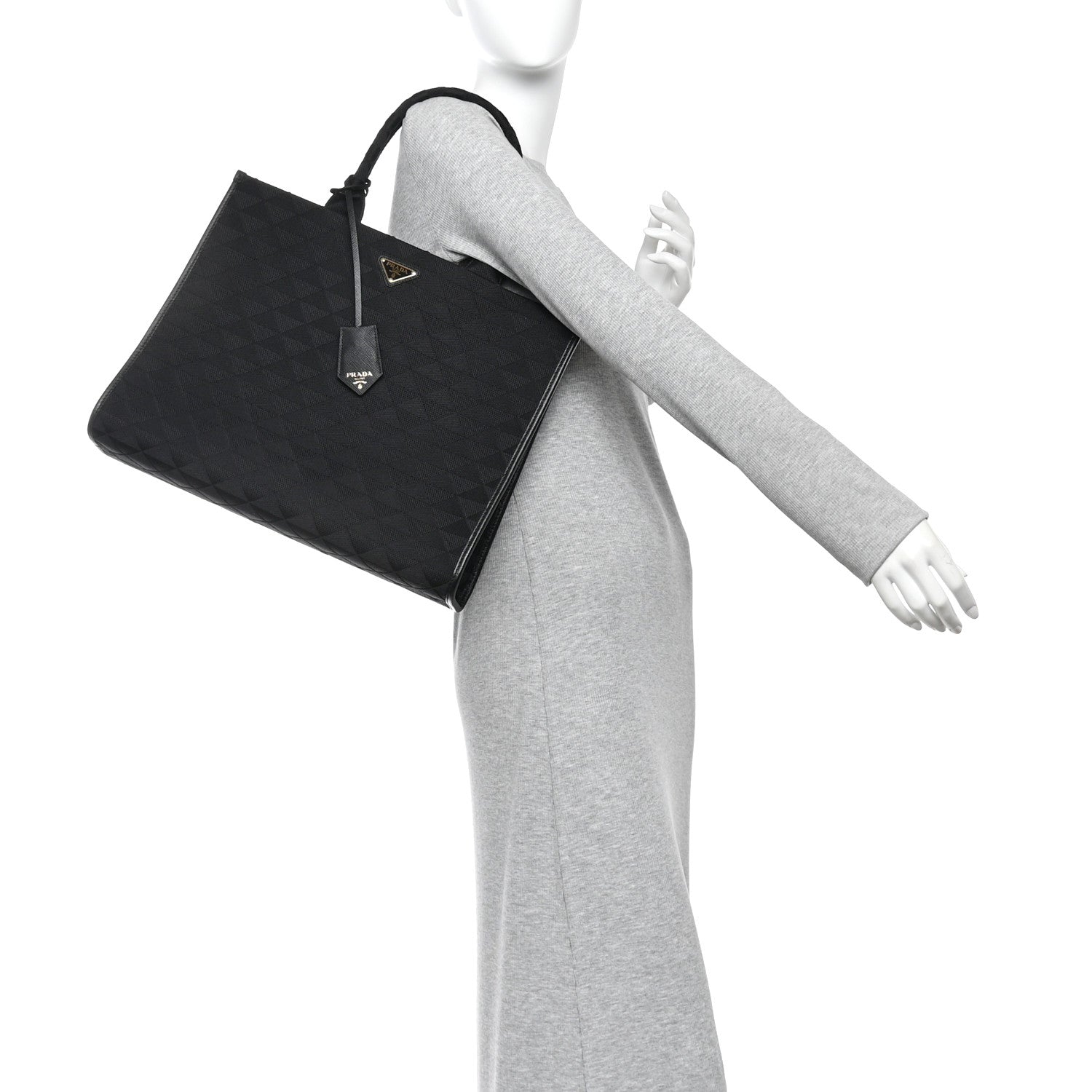 Prada Jacquard Saffiano Triangolo Symbole Embroidered Large Tote 2 of 9