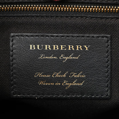 Burberry Grainy Calfskin House Check Medium Banner Tote Mahogany Red 7 of 17