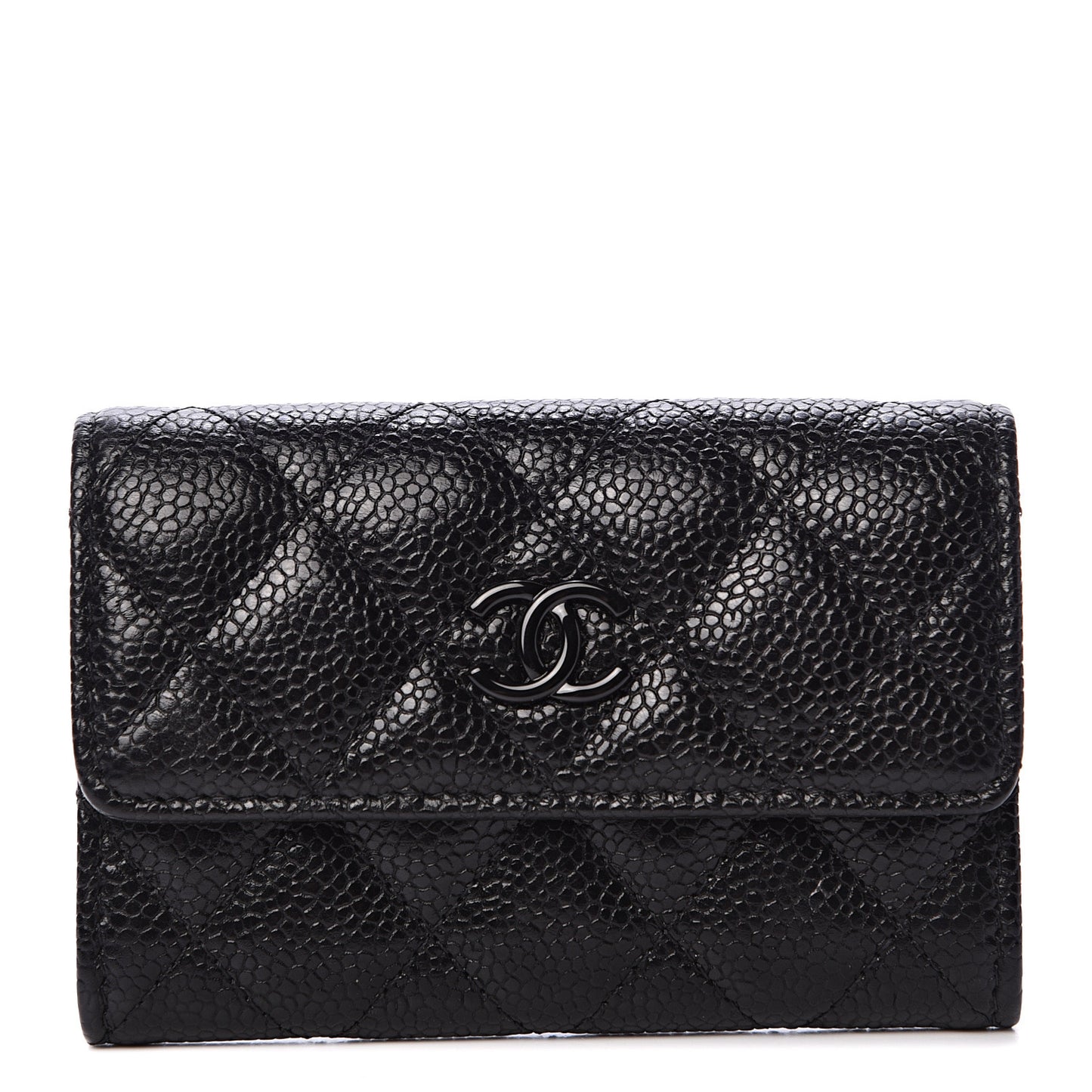 Caviar Quilted Incognito Flap Card Holder Black