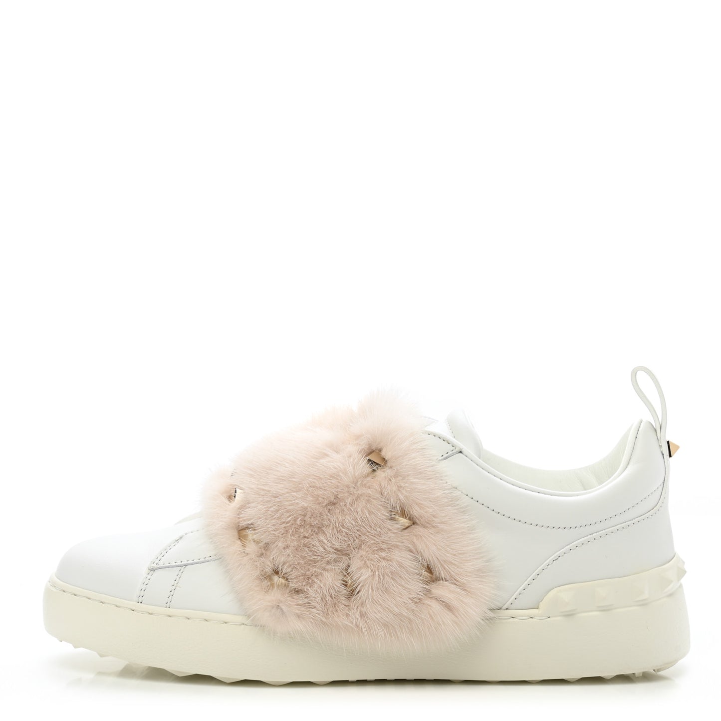 Calfskin Mink Fur Sneakers 38.5 White Rosa