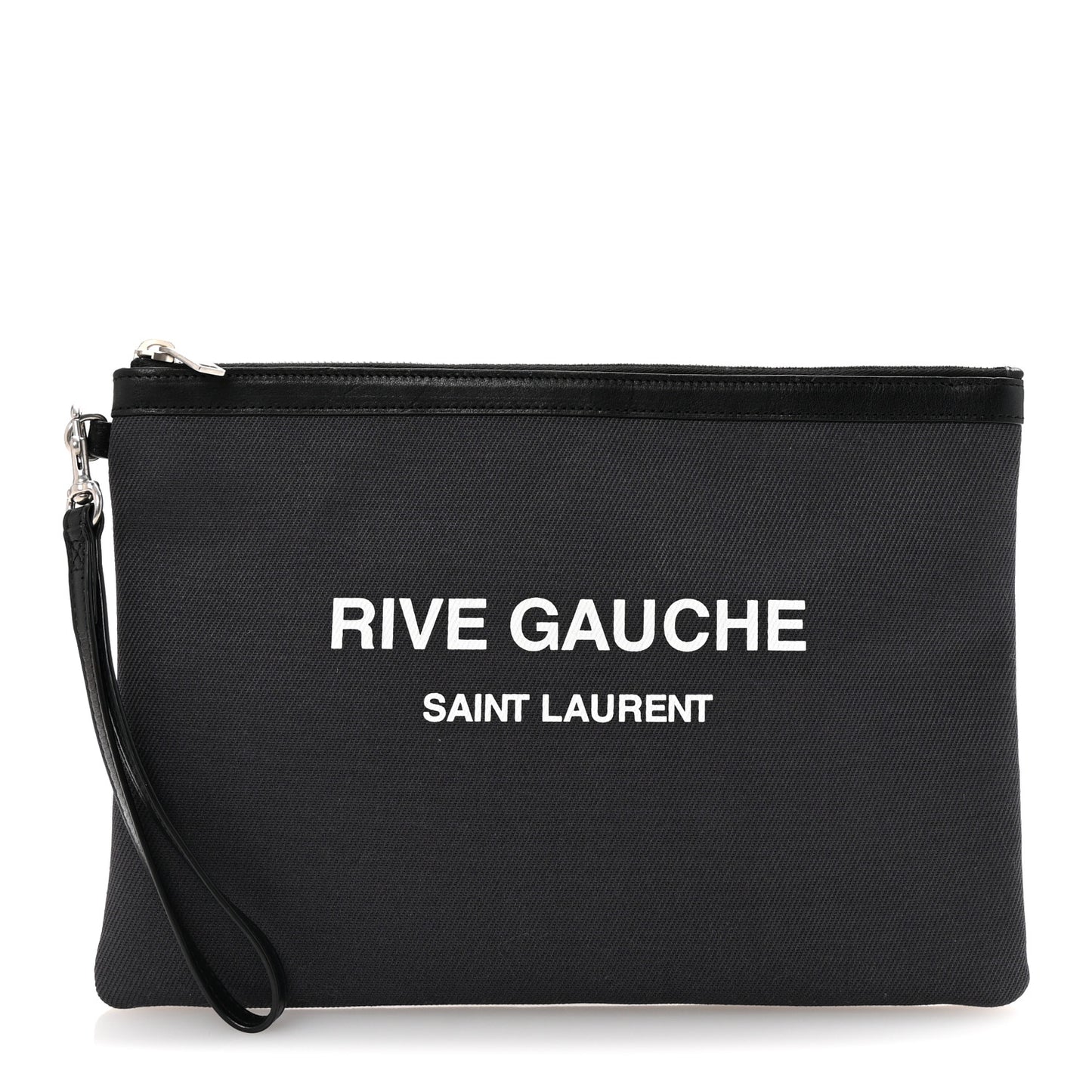 Linen Canvas Rive Gauche Zipped Pouch Black