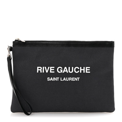Saint Laurent Linen Canvas Rive Gauche Zipped Pouch Black 1 of 7