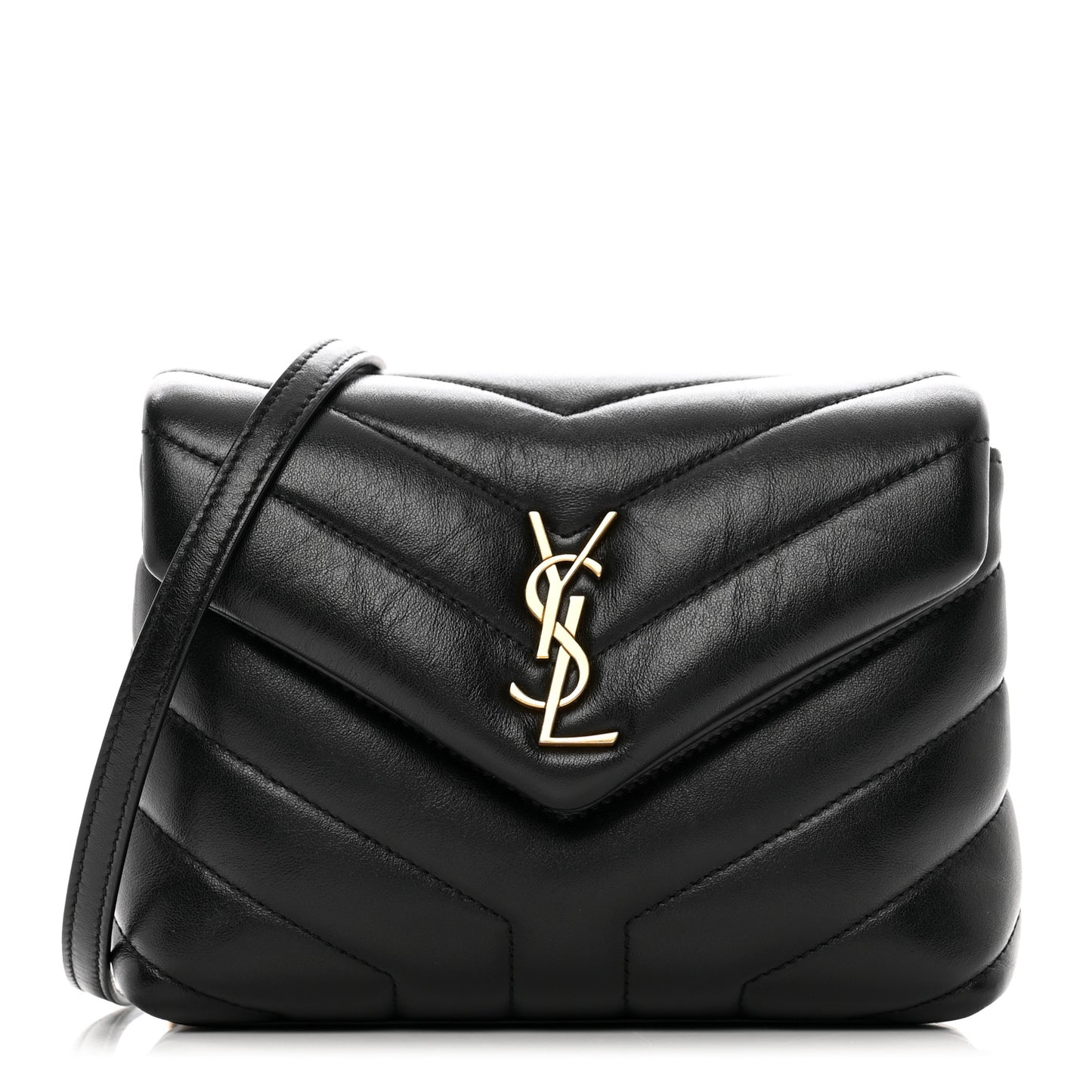 Calfskin Y Quilted Monogram Toy Loulou Crossbody Bag Black