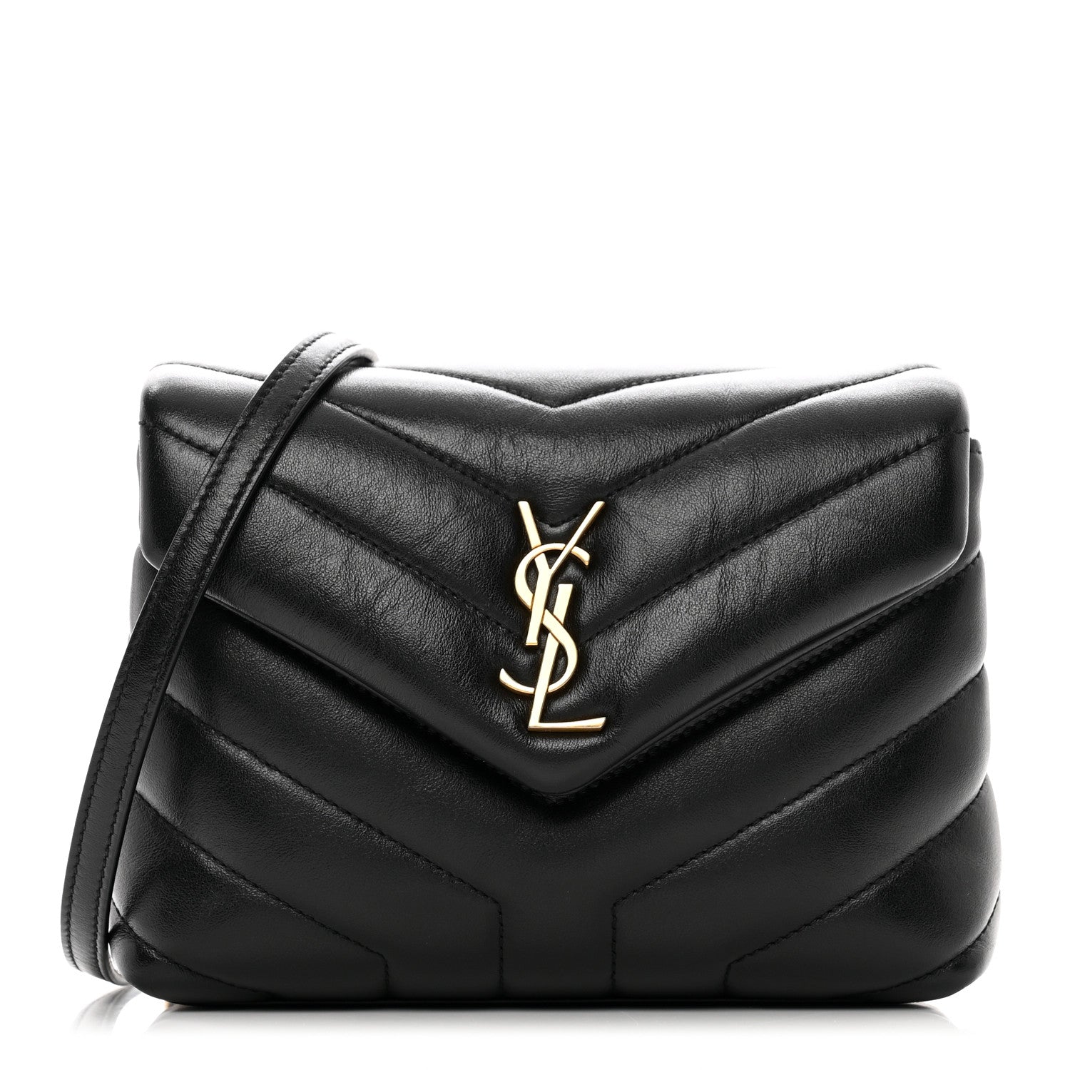 Saint Laurent Calfskin Y Quilted Monogram Toy Loulou Crossbody Bag Black 1 of 12