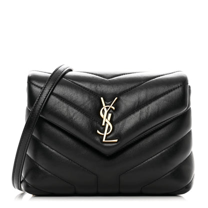 Saint Laurent Calfskin Y Quilted Monogram Toy Loulou Crossbody Bag Black 1 of 12