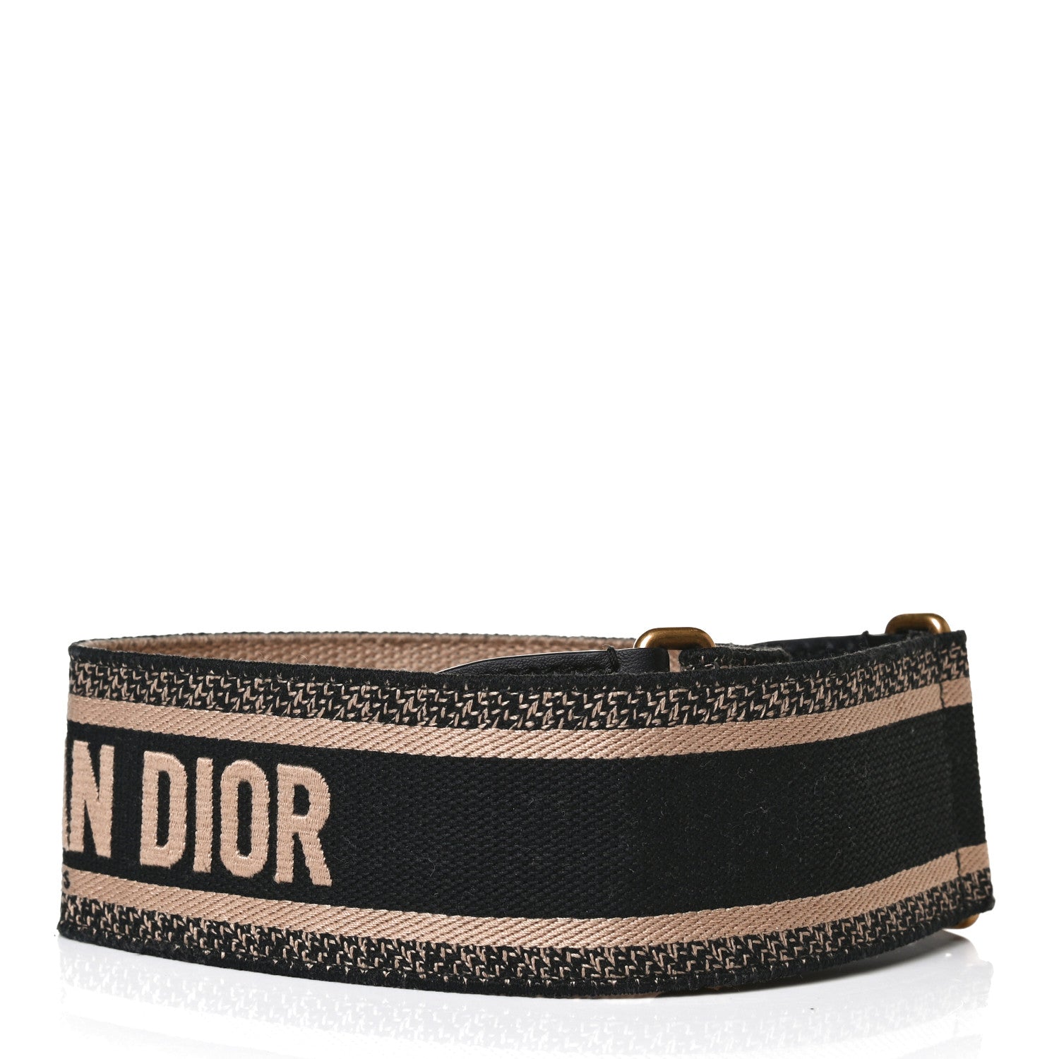 Christian Dior Canvas Embroidered Large Book Belt 85 34 Black Beige 2 of 8