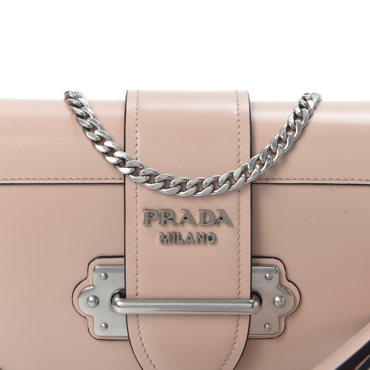 Prada Spazzolato Soft Calf Cahier Chain Wristlet Clutch Pesca 8 of 8