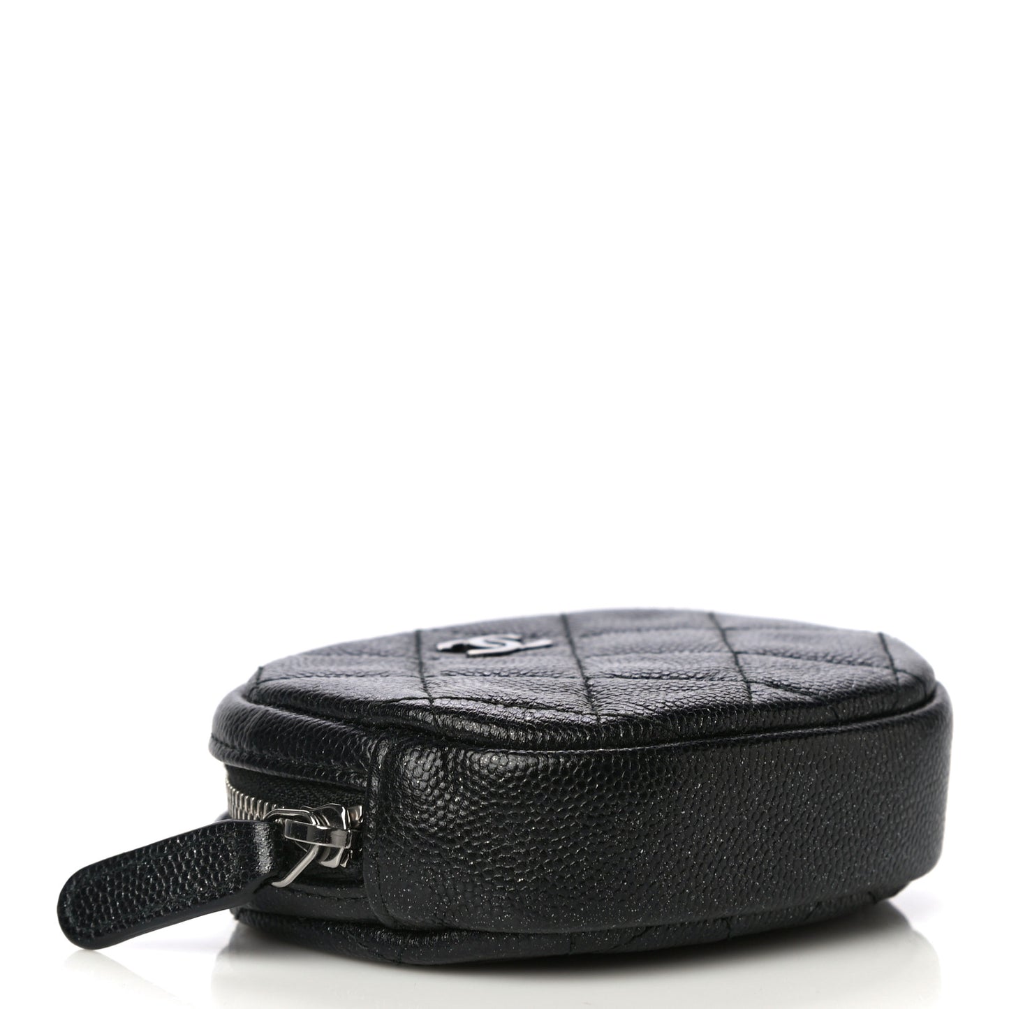 Iridescent Caviar Quilted Zip Around Classic Coin Purse Black