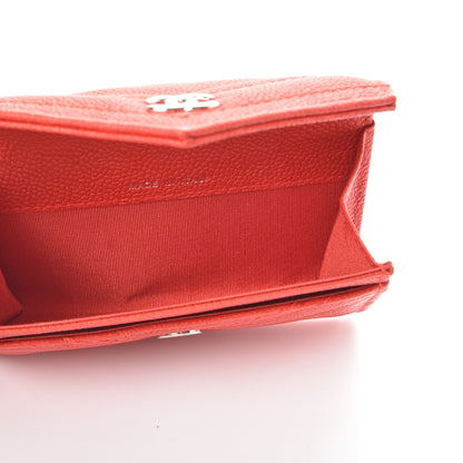 Chanel Caviar Chevron Quilted Card Holder Wallet Red 5 of 8