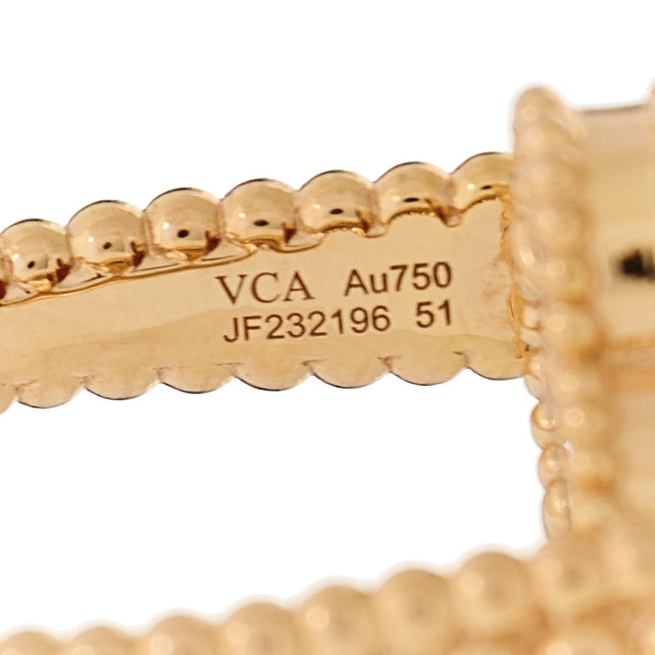 Van Cleef & Arpels 18K Rose Gold Diamond Carnelian Reversible Guilloche Vintage Alhambra Ring 51 5.75 7 of 8