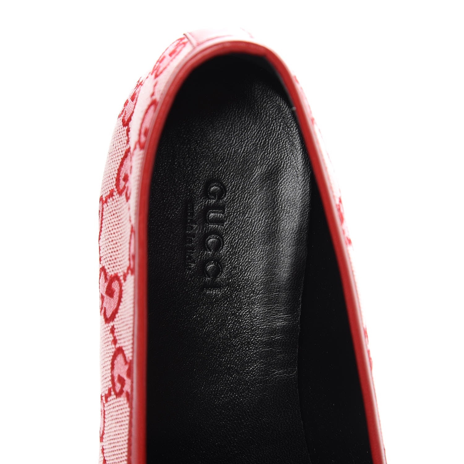 Gucci Canvas GG Monogram Horsebit Womens Jordaan Loafers 36.5 Gardenia Hibiscus Red 7 of 9