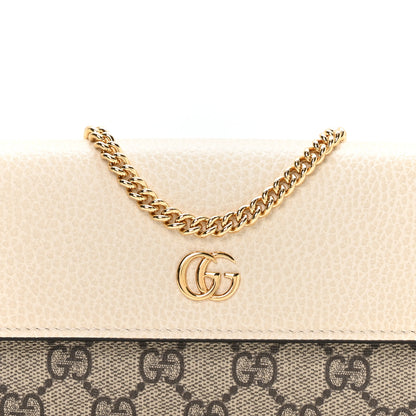 Gucci Dollar Calfskin GG Supreme Monogram Petite GG Marmont Wallet Chain Bag Mystic White Beige Ebony Mystic White Beige Ebony 7 of 9