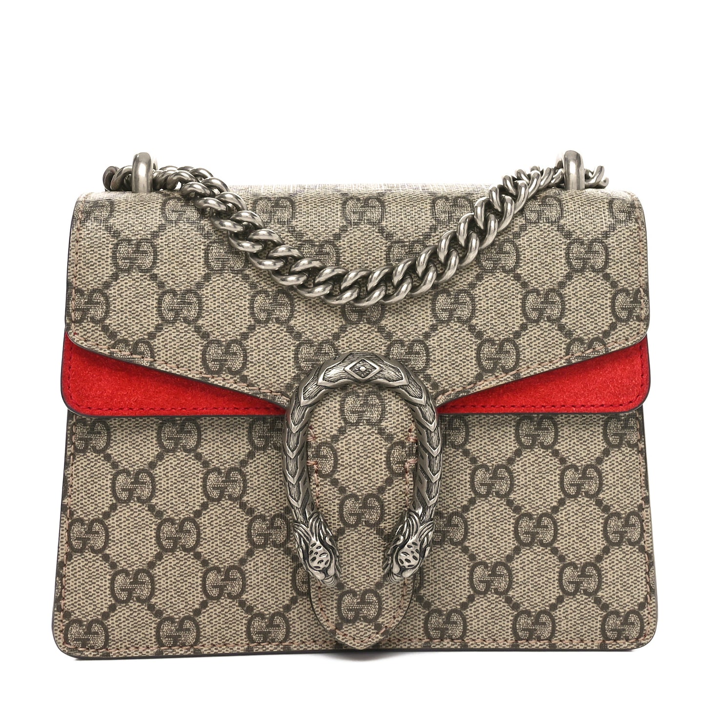 GG Supreme Monogram Mini Dionysus Shoulder Bag Hibiscus Red