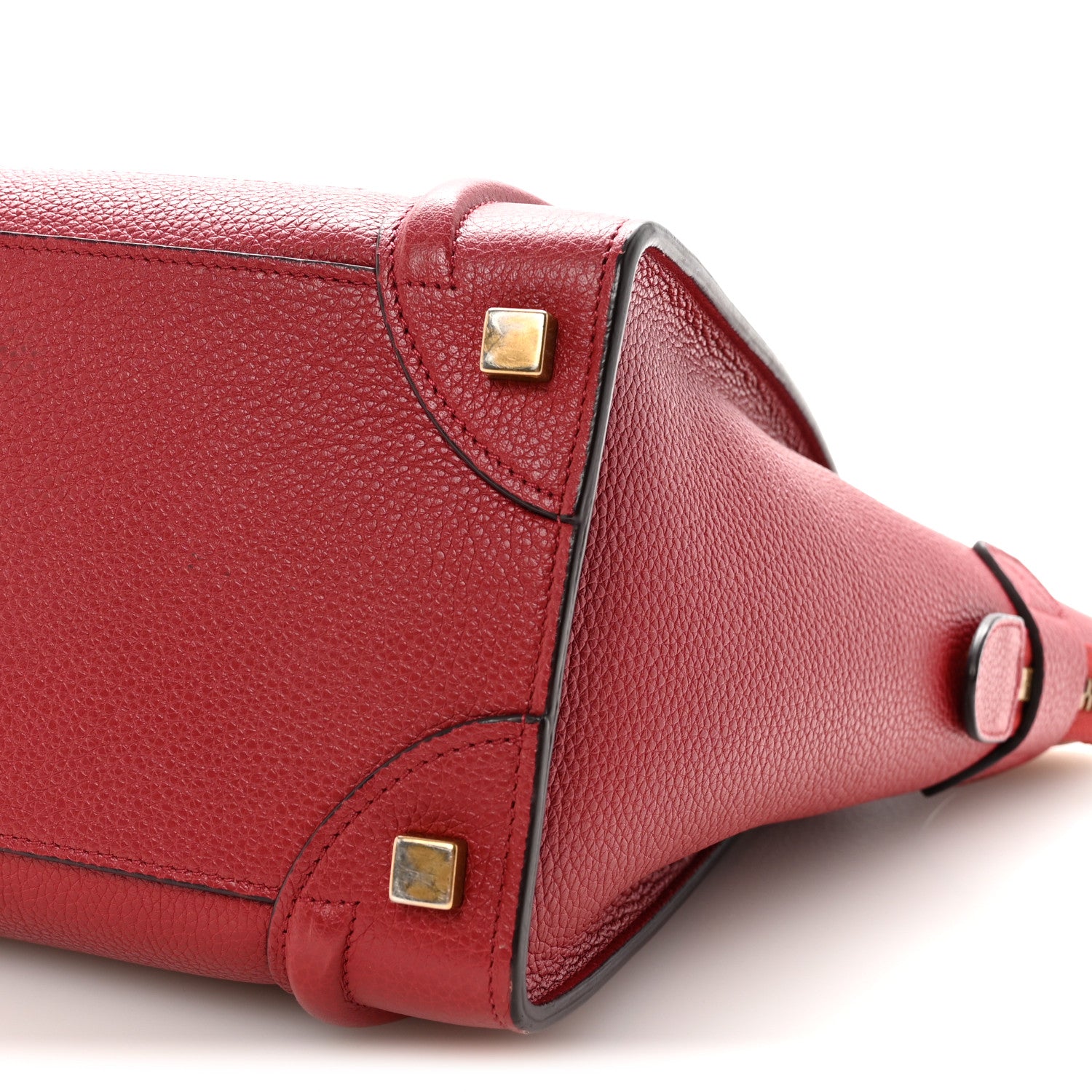 Celine Drummed Calfskin Micro Luggage Red 9 of 9