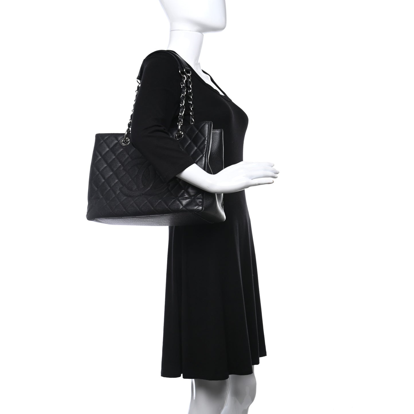 Caviar Quilted Grand Shopping Tote GST Black