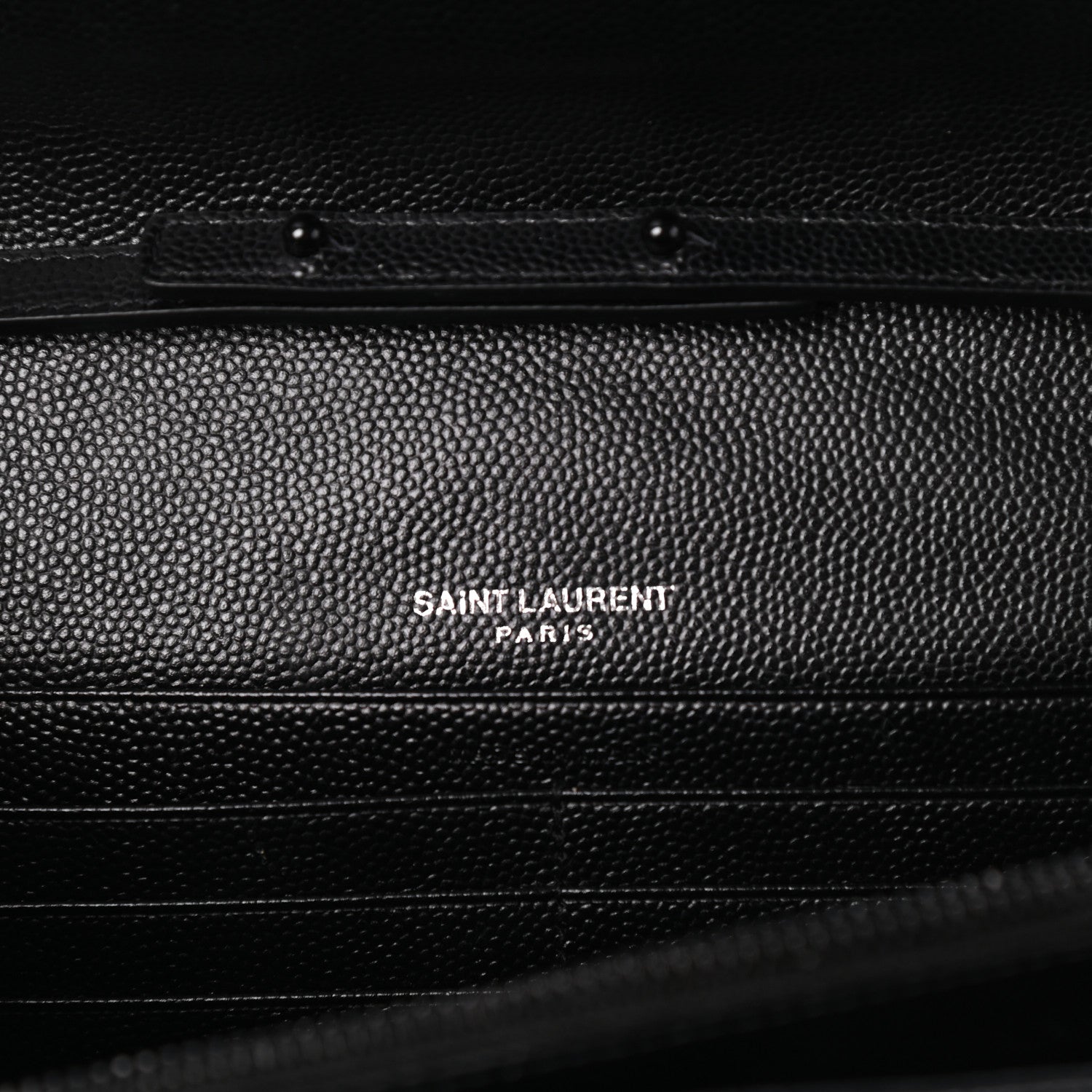 Saint Laurent Grain De Poudre Matelasse Chevron Monogram Chain Wallet Black 6 of 8