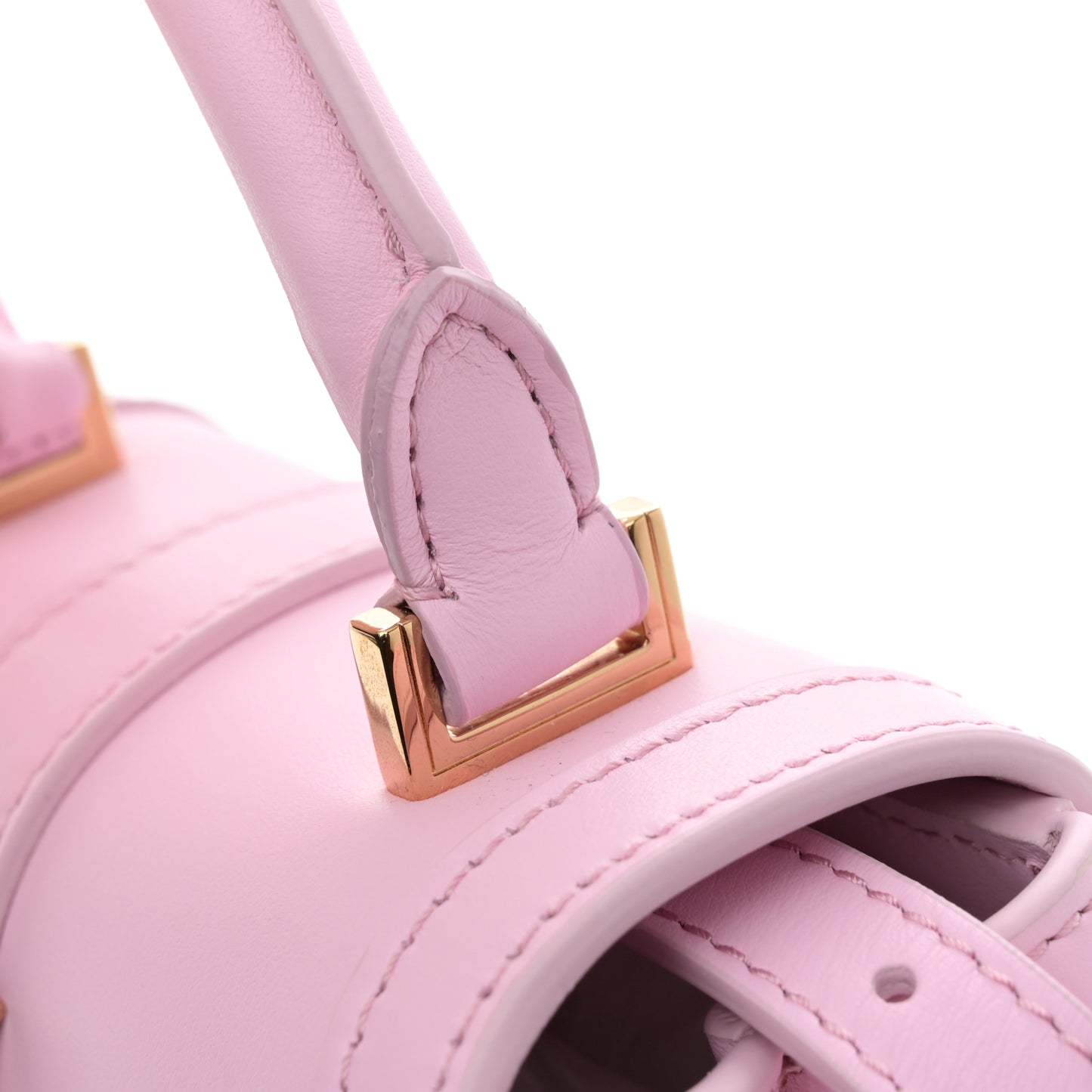 Calfskin Greca Goddess Mini Top Handle Bag Pink