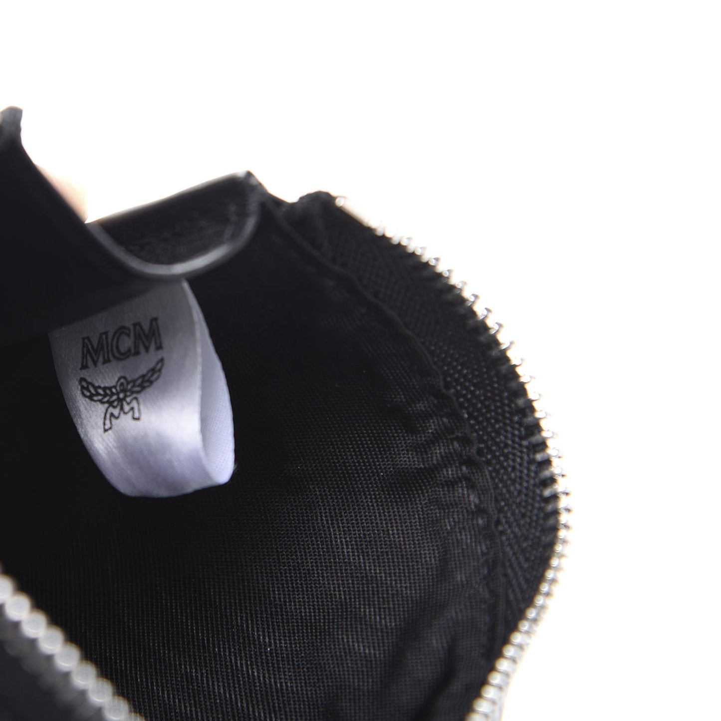 Grained Calfskin Logo Zip Card Case Wallet Black