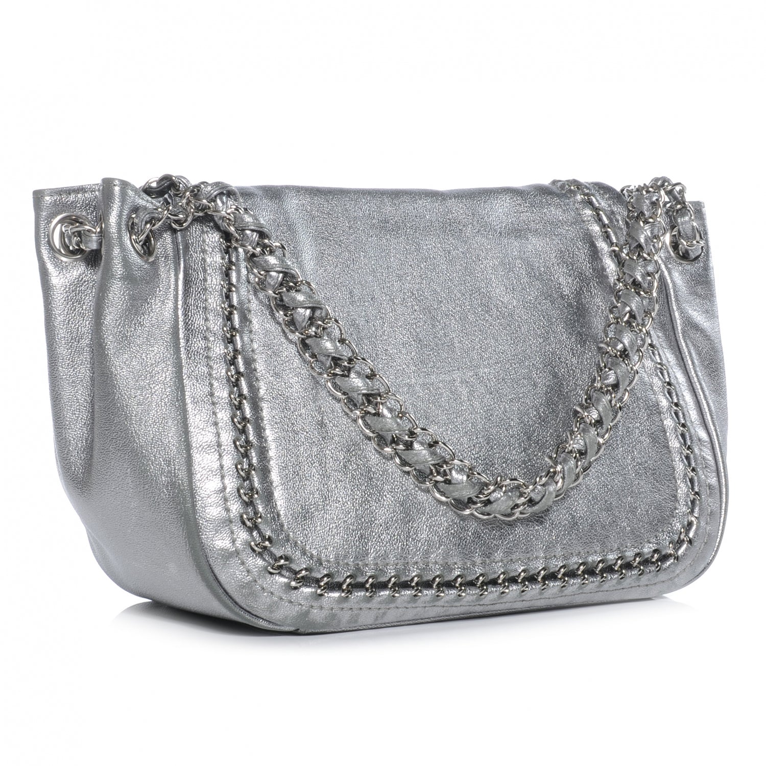 Chanel Luxe Ligne Flap Bag Silver 4 of 8