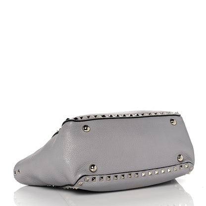 Valentino Garavani Grained Calfskin Small Rockstud Tote Light Stone 3 of 8