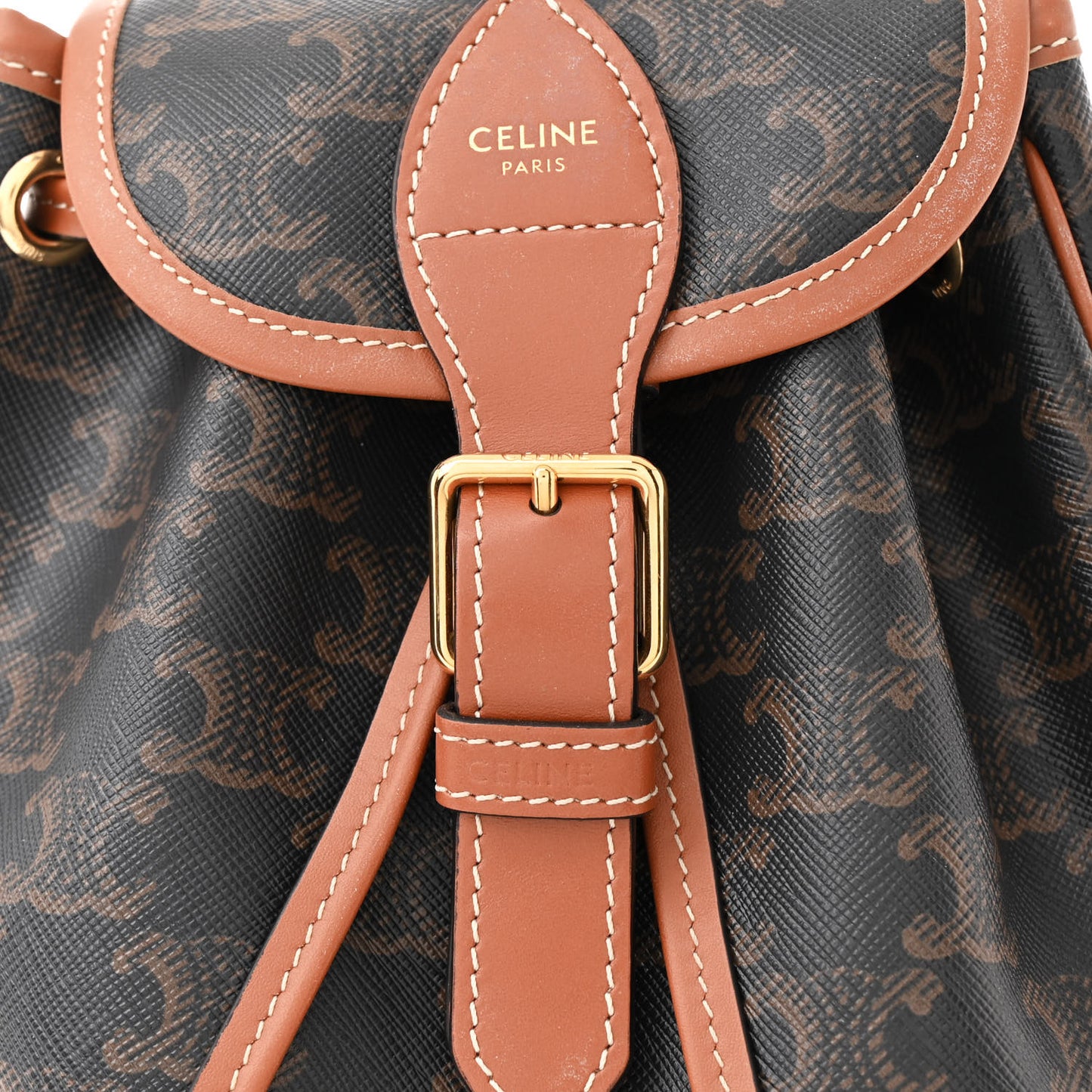 Triomphe Canvas Calfskin Mini Folco Backpack Tan