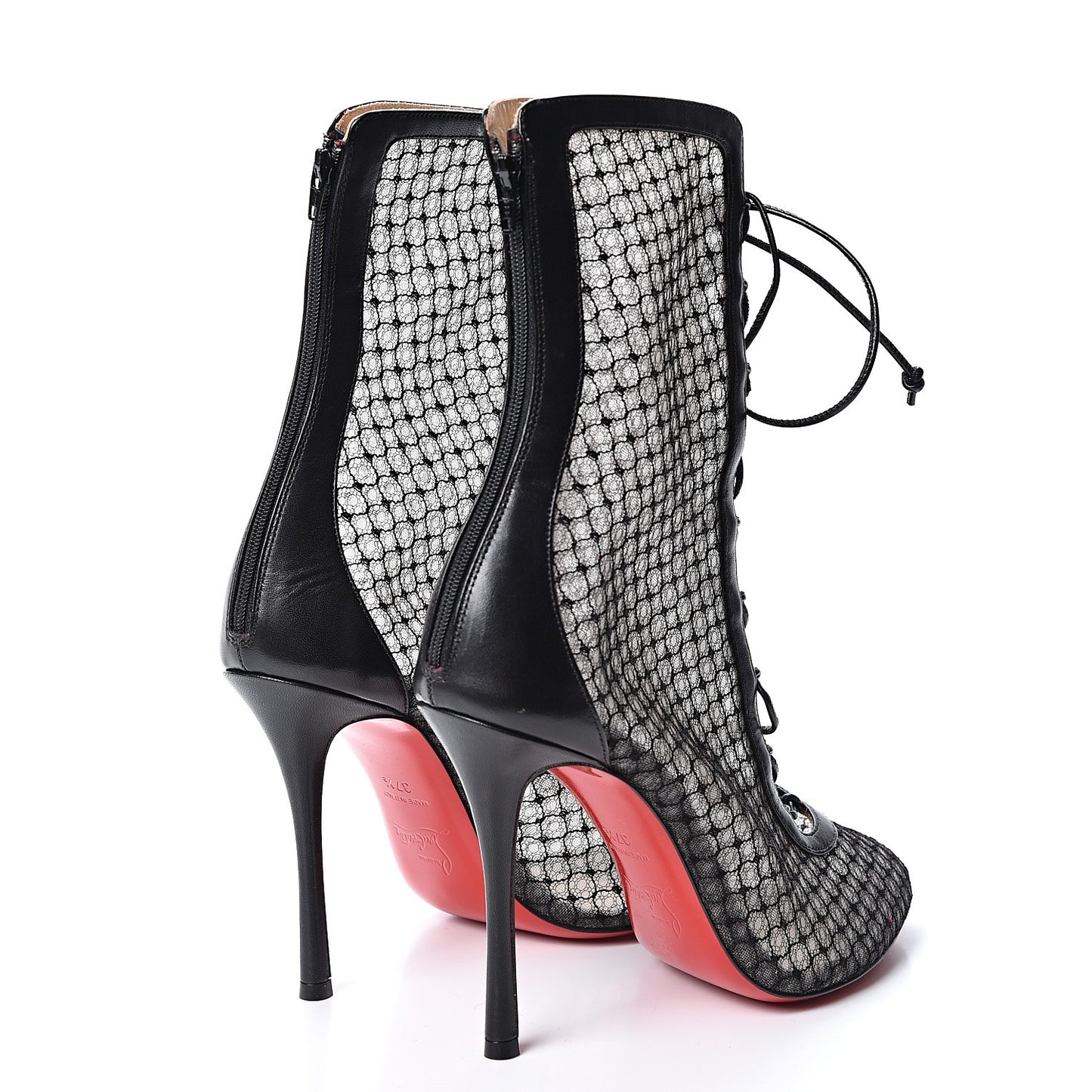Nappa Fishnet Lace Hotero 100 Ankle Boots 37.5 Black
