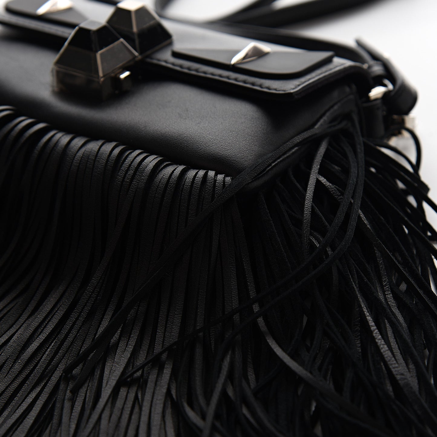 Nappa Monster Fringe Micro Baguette Black