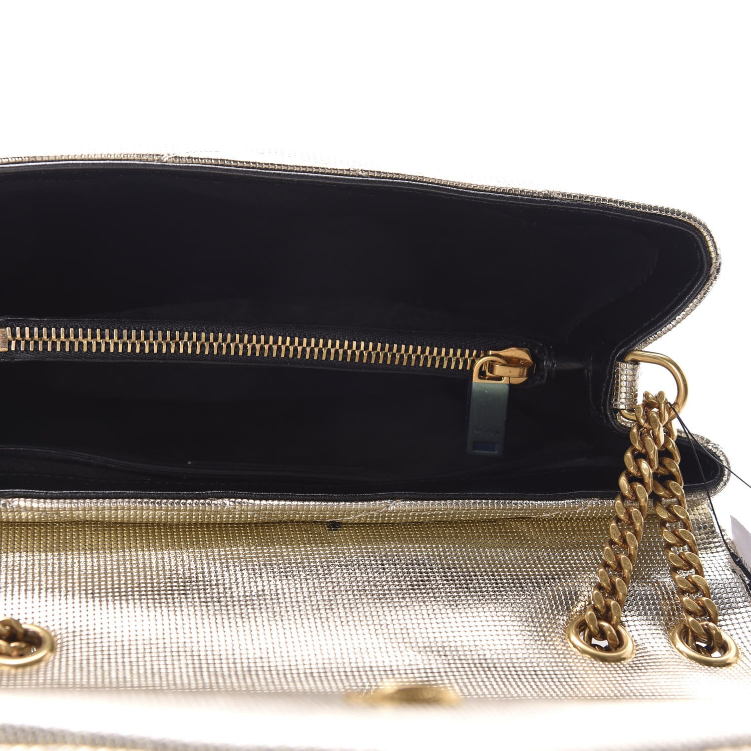 Saint Laurent Metallic Calfskin Y Quilted Small Loulou Monogram Chain Satchel Platino 5 of 11