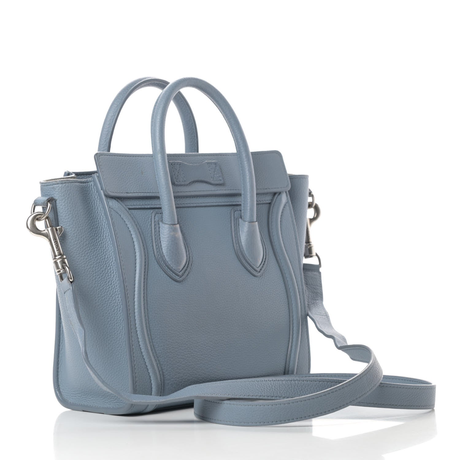 Celine Drummed Calfskin Nano Luggage Blue 3 of 16