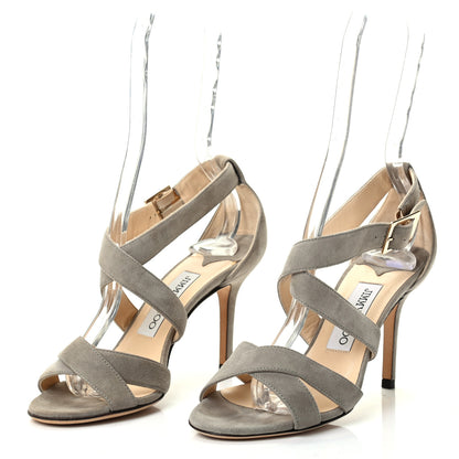 Jimmy Choo Suede Louise 85 Crisscross Sandals 35.5 Gray 3 of 7