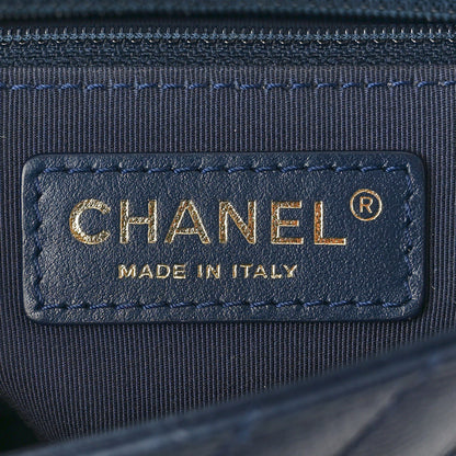 Chanel Calfskin Chevron Quilted Messenger Flap Navy 6 of 12