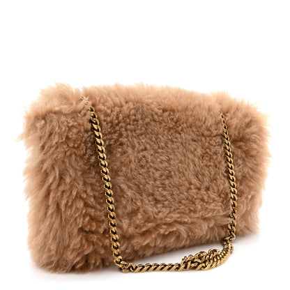 Saint Laurent Shearling Calfskin Small Reversible Monogram Kate Satchel Ecru Dark Brown 2 of 11