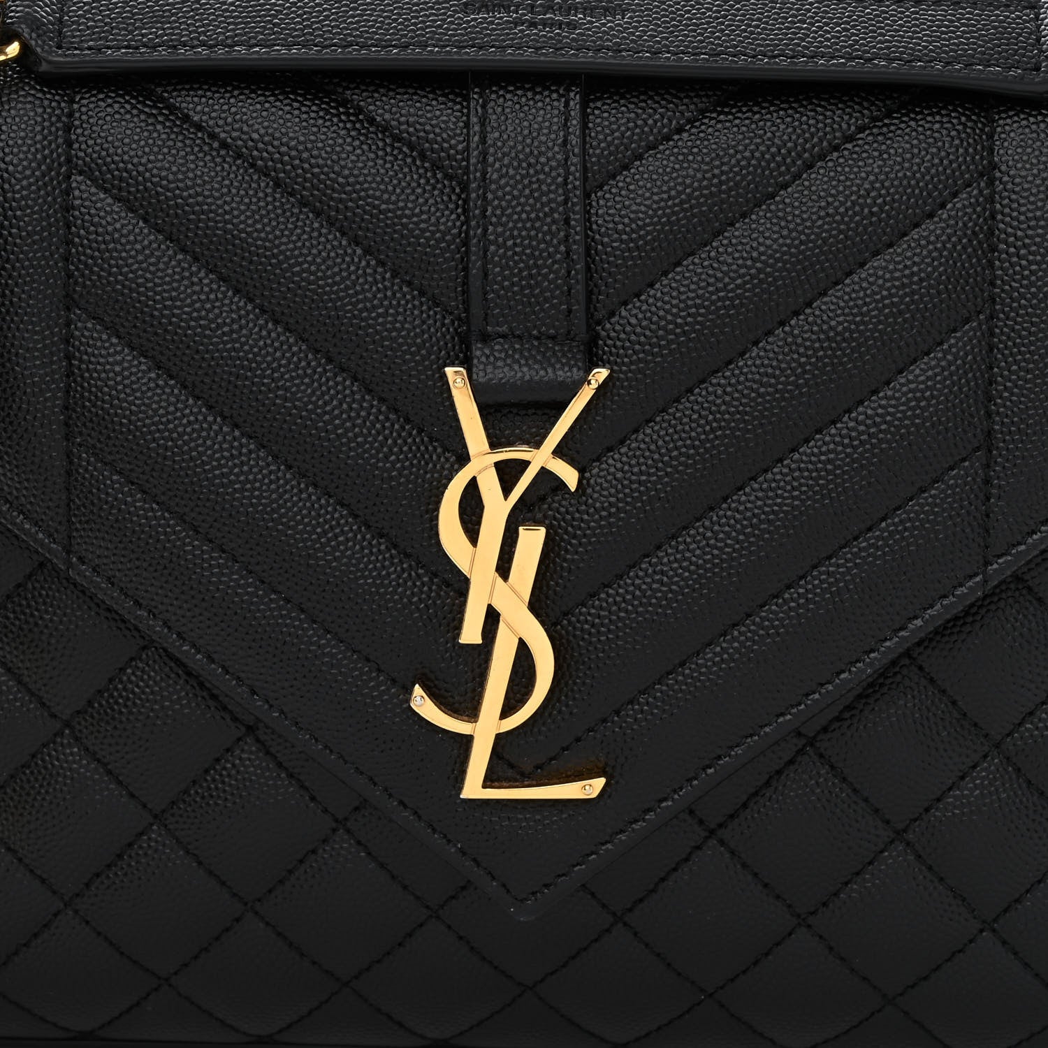 Saint Laurent Grain De Poudre Textured Mixed Matelasse Triquilt Medium Monogram Satchel Black 8 of 10